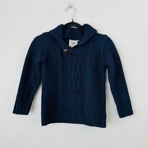 Cotton And Rye Outfitters Blue Hooded Knit Sweater Boys Size L